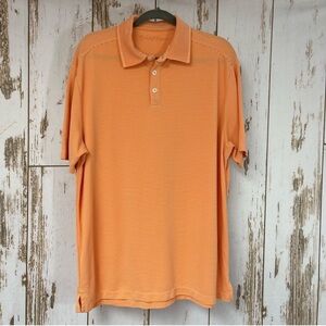 Carribean, Nice Orange Striped Polo Shirt. Size Large. Excellent condition!